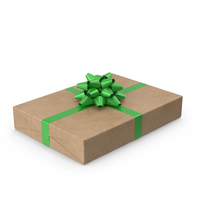 Brown Wrapped Gift Box Green Bow PNG & PSD Images