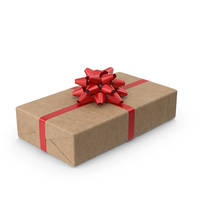Brown Wrapped Gift Box Red Bow PNG & PSD Images