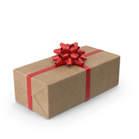 Brown Wrapped Gift Box Red Bow PNG & PSD Images