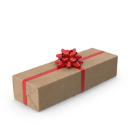 Brown Wrapped Gift Box Red Bow PNG & PSD Images