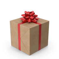 Brown Wrapped Gift Box Red Bow PNG & PSD Images