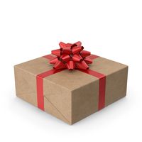 Brown Wrapped Gift Box Red Bow PNG & PSD Images