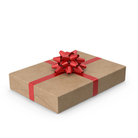 Brown Wrapped Gift Box Red Bow PNG & PSD Images