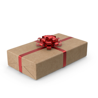 Brown Wrapped Gift Box Red Bow PNG & PSD Images