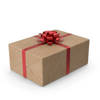 Brown Wrapped Gift Box Red Bow PNG & PSD Images