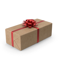 Brown Wrapped Gift Box Red Bow PNG & PSD Images