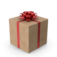 Brown Wrapped Gift Box Red Bow PNG & PSD Images