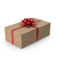 Brown Wrapped Gift Box Red Bow PNG & PSD Images