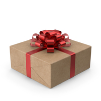 Brown Wrapped Gift Box Red Bow PNG & PSD Images