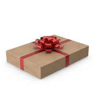 Brown Wrapped Gift Box Red Bow PNG & PSD Images