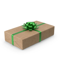 Brown Wrapped Gift Box Green Bow PNG & PSD Images