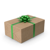 Brown Wrapped Gift Box Green Bow PNG & PSD Images