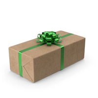 Brown Wrapped Gift Box Green Bow PNG & PSD Images