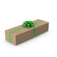 Brown Wrapped Gift Box Green Bow PNG & PSD Images