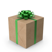 Brown Wrapped Gift Box Green Bow PNG & PSD Images