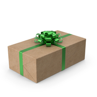 Brown Wrapped Gift Box Green Bow PNG & PSD Images
