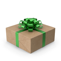 Brown Wrapped Gift Box Green Bow PNG & PSD Images