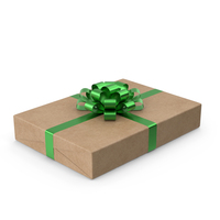 Brown Wrapped Gift Box Green Bow PNG & PSD Images