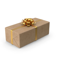 Brown Wrapped Gift Box Golden Bow PNG & PSD Images