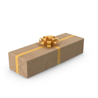 Brown Wrapped Gift Box Golden Bow PNG & PSD Images