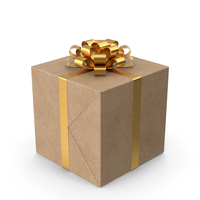 Brown Wrapped Gift Box Golden Bow PNG & PSD Images