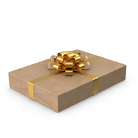 Brown Wrapped Gift Box Golden Bow PNG & PSD Images
