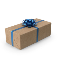 Brown Wrapped Gift Box Blue Bow PNG & PSD Images