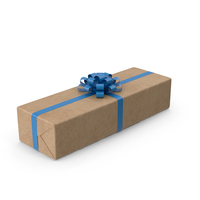 Brown Wrapped Gift Box Blue Bow PNG & PSD Images