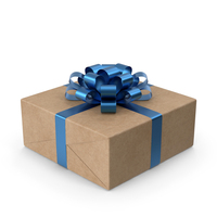 Brown Wrapped Gift Box Blue Bow PNG & PSD Images