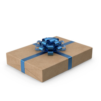 Brown Wrapped Gift Box Blue Bow PNG & PSD Images