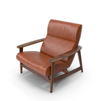 Mid Century Show Wood High Back Leather Chair PNG & PSD Images