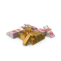 Gold China 100 Yuan Lots Money PNG & PSD Images