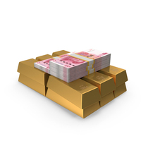 Gold With China 100 Yuan Lot Steps Money PNG & PSD Images