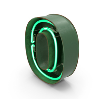 Green Vintage Neon Digit 0 PNG & PSD Images