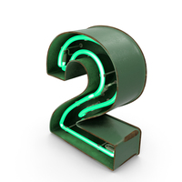 Green Vintage Neon Digit 2 PNG & PSD Images