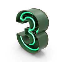 Green Vintage Neon Digit 3 PNG & PSD Images