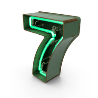 Green Vintage Neon Digit 7 PNG & PSD Images