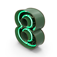 Green Vintage Neon Digit 8 PNG & PSD Images