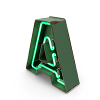Green Vintage Neon Letter A PNG & PSD Images