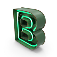 Green Vintage Neon Letter B PNG & PSD Images