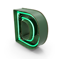 Green Vintage Neon Letter D PNG & PSD Images