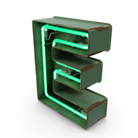 Green Vintage Neon Letter E PNG & PSD Images
