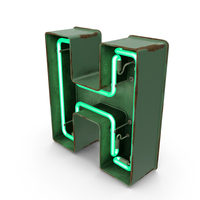Green Vintage Neon Letter H PNG & PSD Images