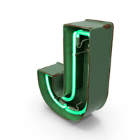 Green Vintage Neon Letter J PNG & PSD Images