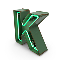Green Vintage Neon Letter K PNG & PSD Images