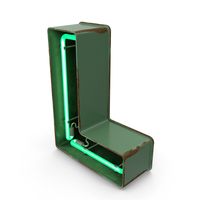 Green Vintage Neon Letter L PNG & PSD Images