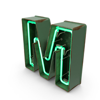 Green Vintage Neon Letter M PNG & PSD Images