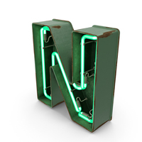 Green Vintage Neon Letter N PNG & PSD Images