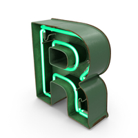 Green Vintage Neon Letter R PNG & PSD Images