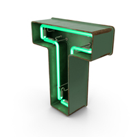 Green Vintage Neon Letter T PNG & PSD Images